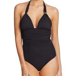 Vix Black Bia Ruched Halter one piece one piece Swimsuit Xl